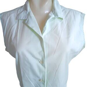 Vintage Women's Top Medium 36 Sleeveless Sherbet Green Button-Up Blouse 1960's